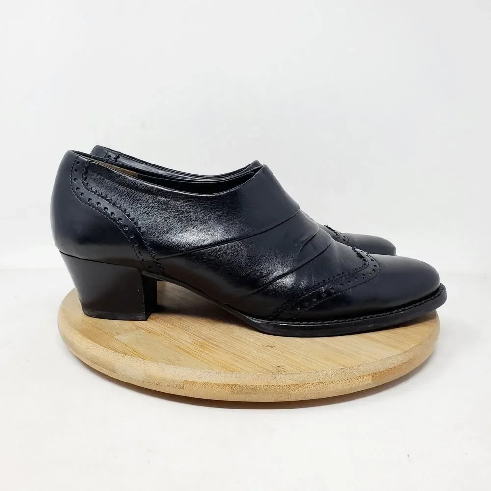 Paul Green Shoes Womens 6 Shootie Western Wingtip Black Leather‎ Low Pump Shoes